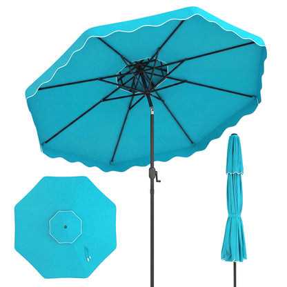 10 Feet Patio Umbrella, Push Button Tilt, Crank, Turquoise Outdoor Umbrellas at Gallery Canada