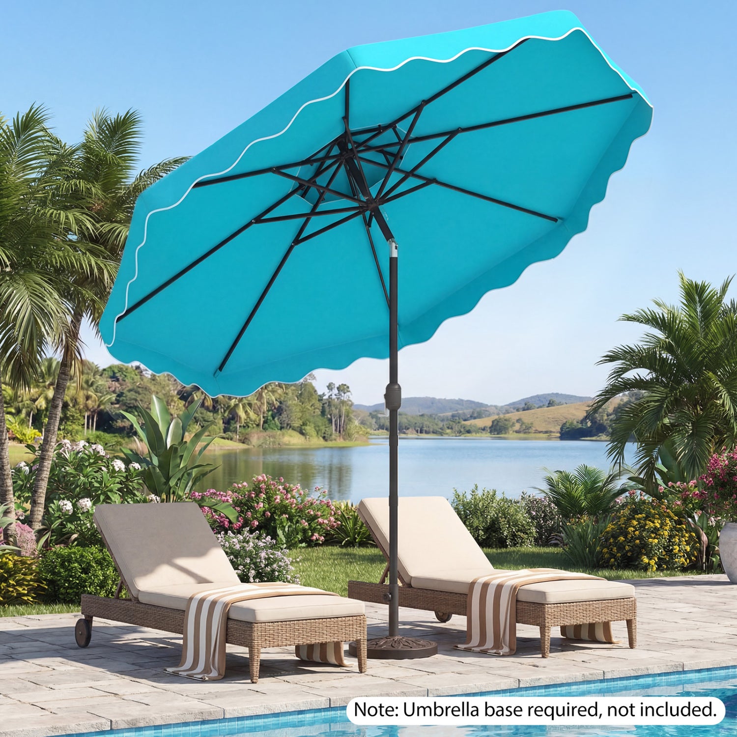 10 Feet Patio Umbrella, Push Button Tilt, Crank, Turquoise Outdoor Umbrellas at Gallery Canada