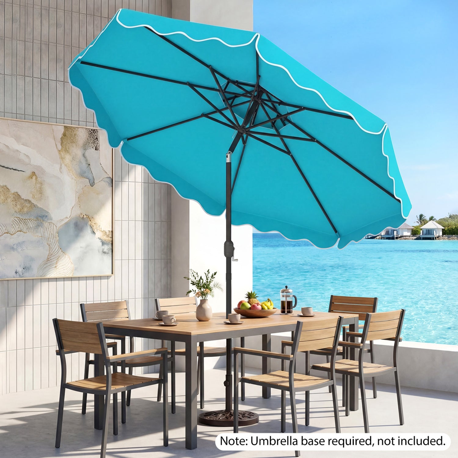10 Feet Patio Umbrella, Push Button Tilt, Crank, Turquoise Outdoor Umbrellas at Gallery Canada