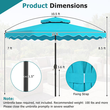10 Feet Patio Umbrella, Push Button Tilt, Crank, Turquoise Outdoor Umbrellas at Gallery Canada
