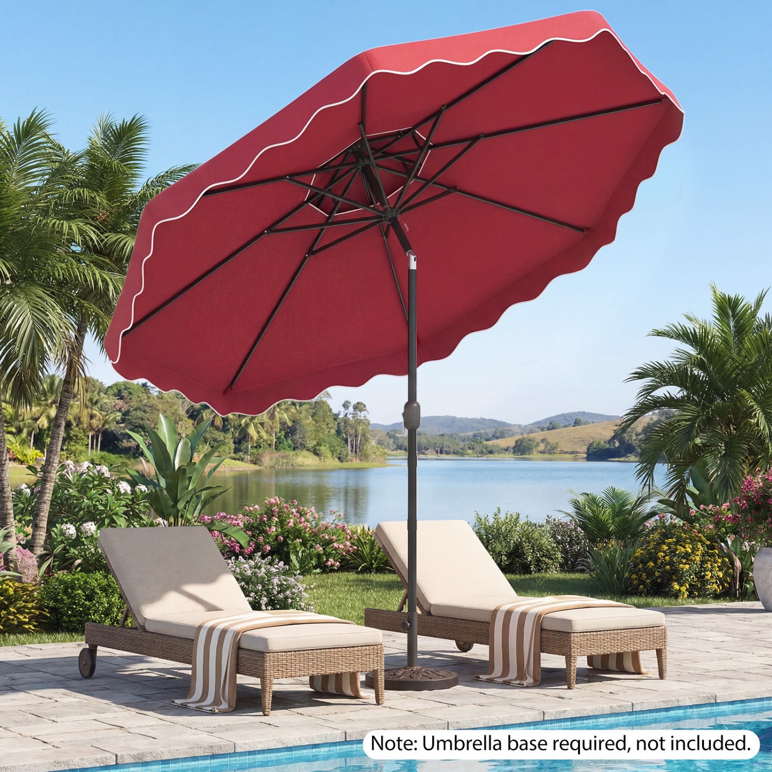 10 Feet Patio Umbrella, Push Button Tilt, Crank, Wine Outdoor Umbrellas at Gallery Canada