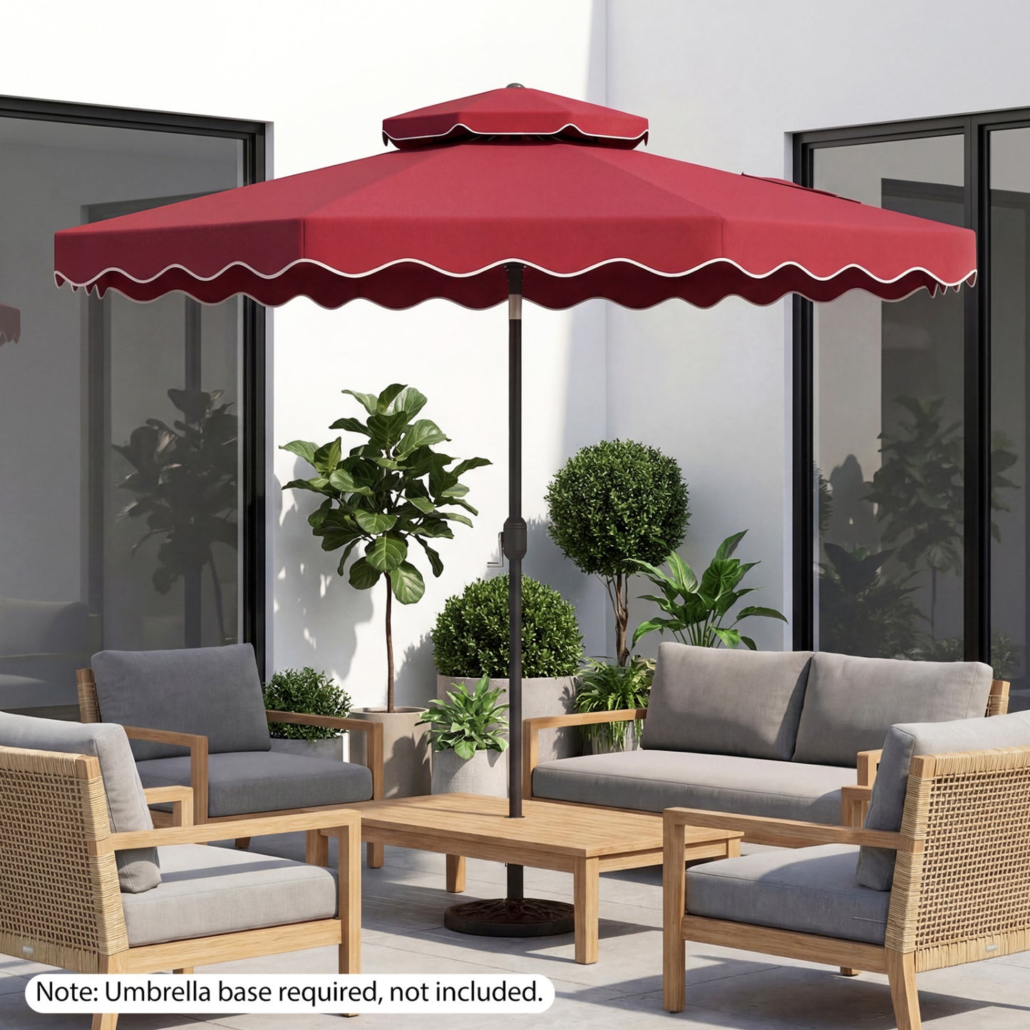 10 Feet Patio Umbrella, Push Button Tilt, Crank, Wine Outdoor Umbrellas at Gallery Canada