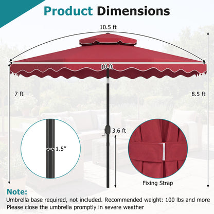 10 Feet Patio Umbrella, Push Button Tilt, Crank, Wine Outdoor Umbrellas at Gallery Canada