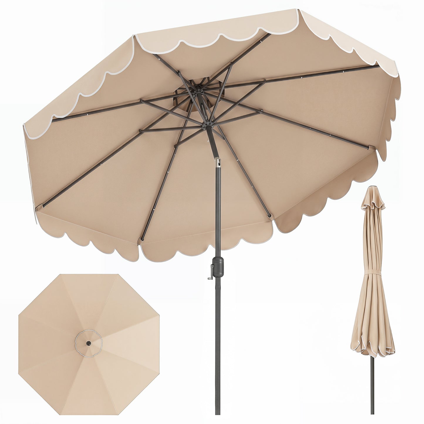 10 Feet Patio Umbrella, Crank Tilt Adjustment, Beige