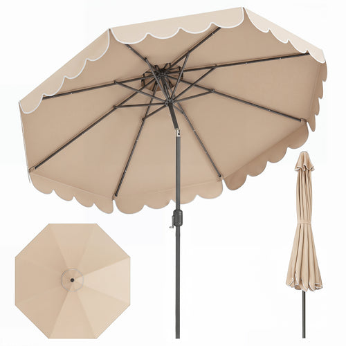 10 Feet Patio Umbrella, Crank Tilt Adjustment, Beige