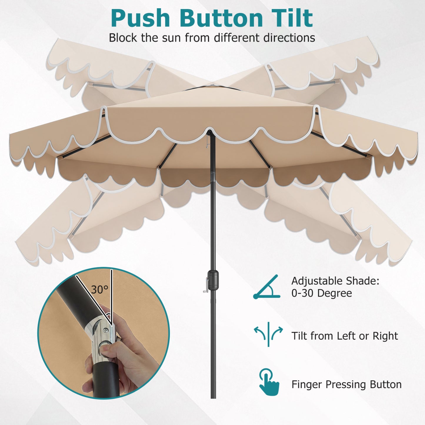10 Feet Patio Umbrella, Crank Tilt Adjustment, Beige