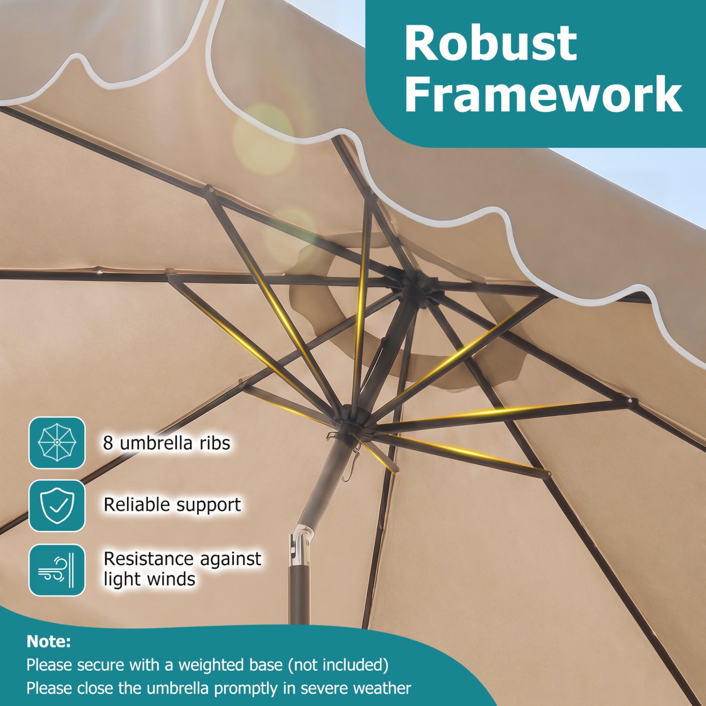 10 Feet Patio Umbrella, Crank Tilt Adjustment, Beige