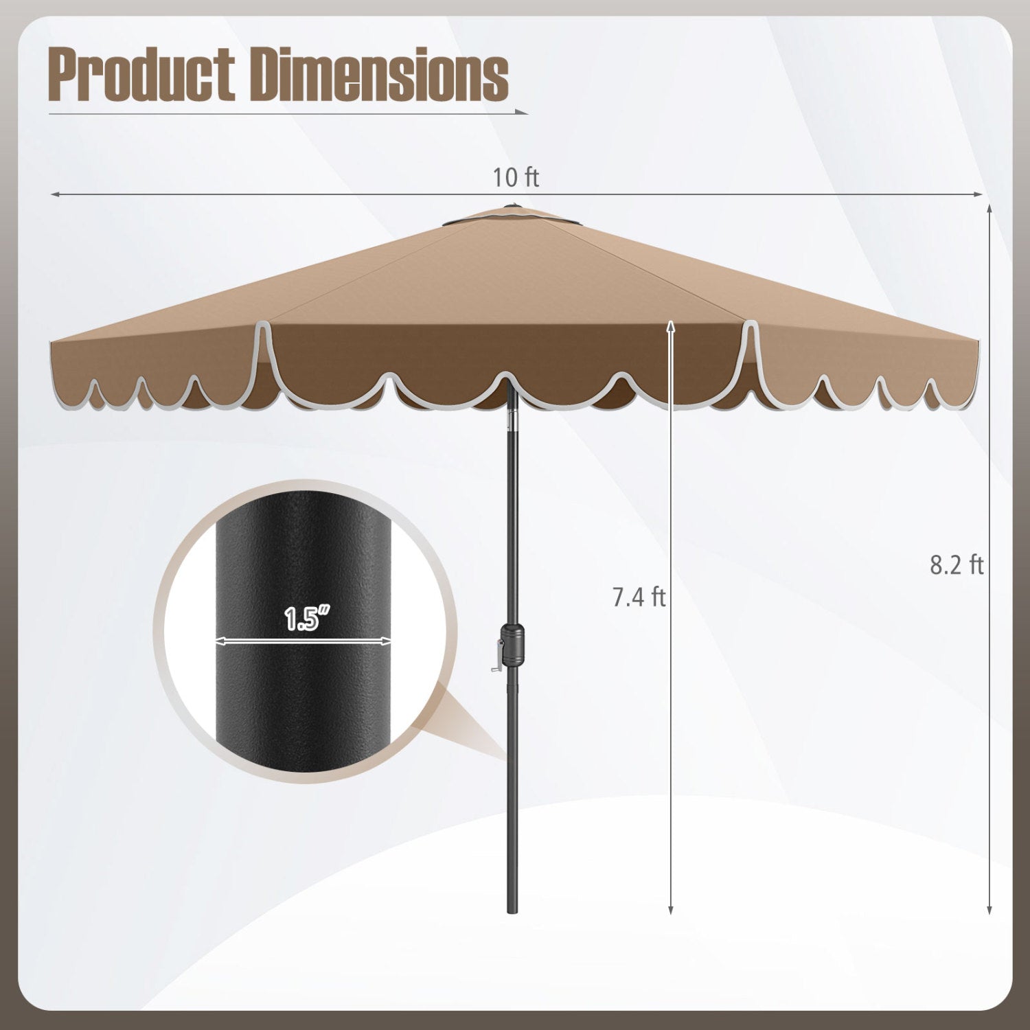 10 Feet Patio Umbrella, Outdoor Market Umbrella, Crank Tilt Adjustment, Coffee Outdoor Umbrellas at Gallery Canada