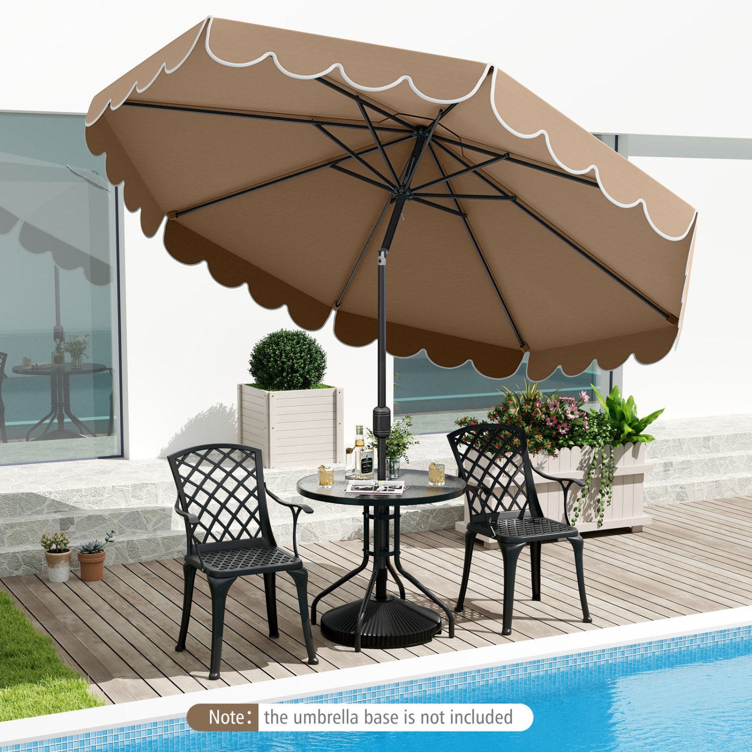 10 Feet Patio Umbrella, Outdoor Market Umbrella, Crank Tilt Adjustment, Coffee Outdoor Umbrellas at Gallery Canada