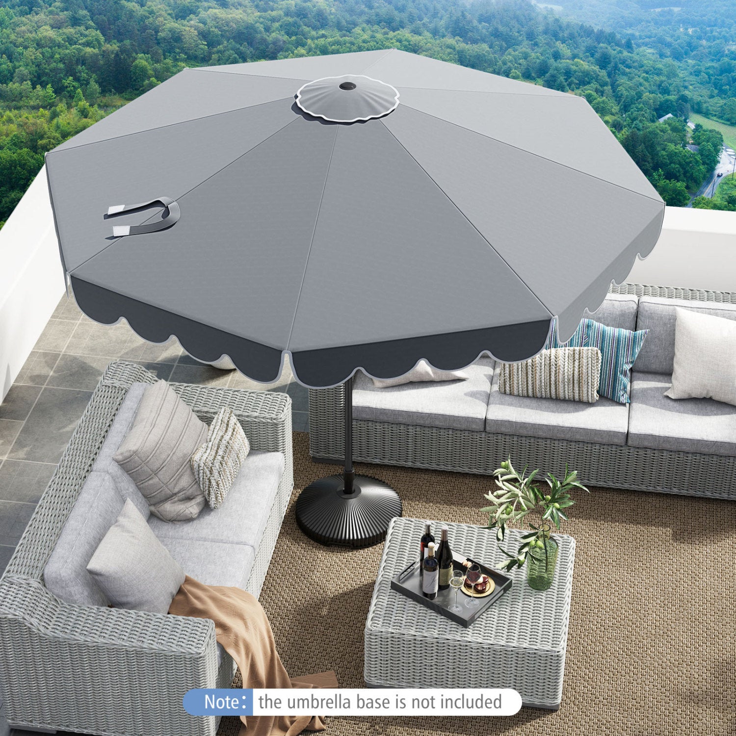 10 Feet Outdoor Patio Umbrella, Crank Tilt Adjustment, Gray Outdoor Umbrellas at Gallery Canada