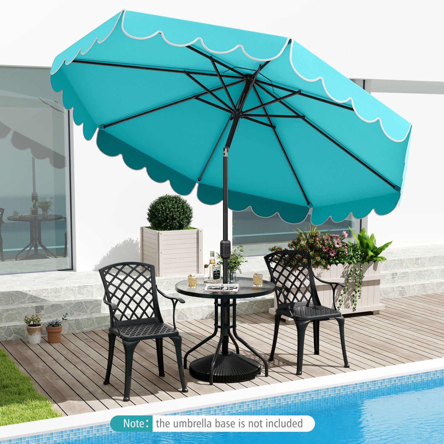 10 Feet Patio Umbrella, Crank Tilt Adjustment, Turquoise
