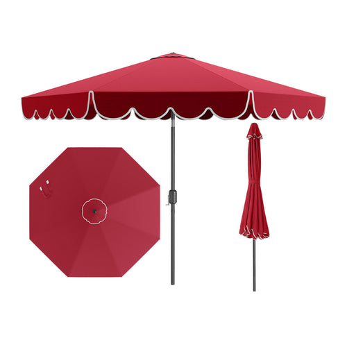 10 Feet Patio Umbrella, Crank Tilt Adjustment, Wine