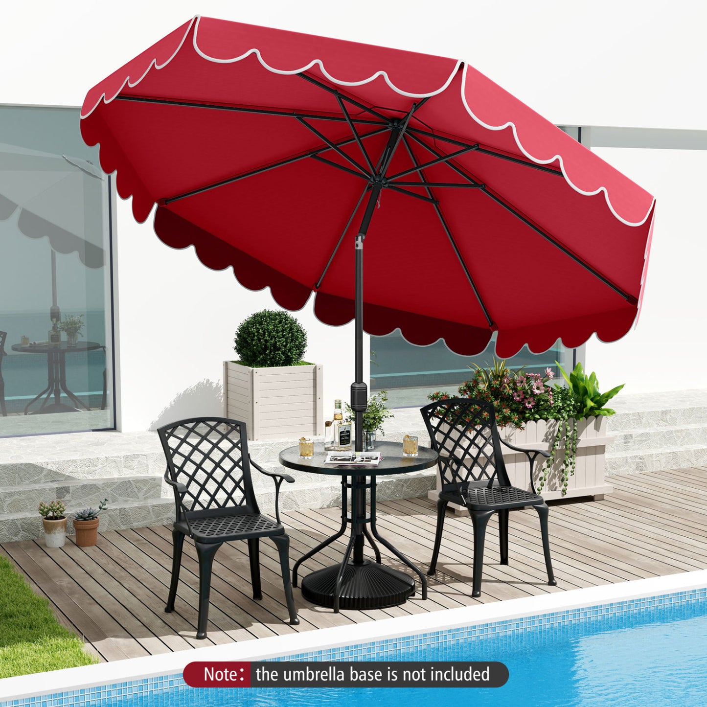 10 Feet Patio Umbrella, Crank Tilt Adjustment, Wine