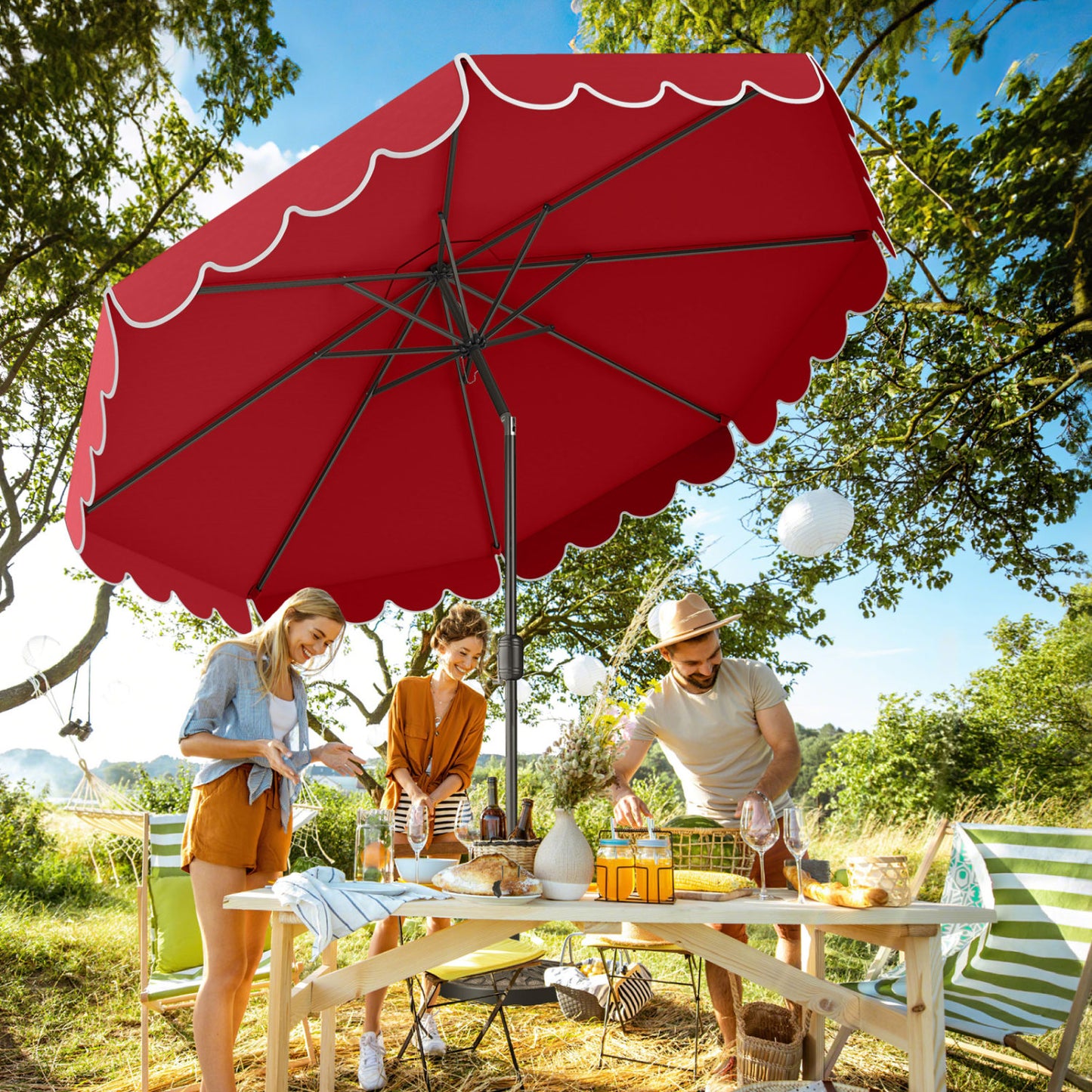 10 Feet Patio Umbrella, Crank Tilt Adjustment, Wine