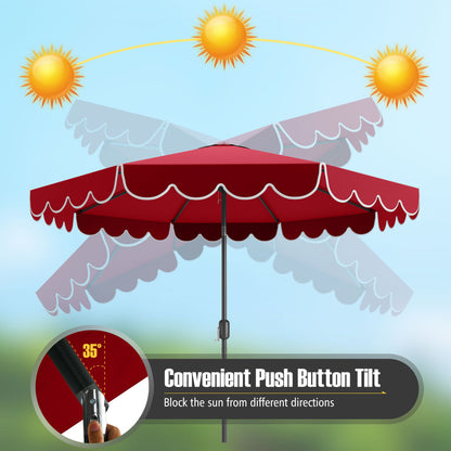 10 Feet Patio Umbrella, Crank Tilt Adjustment, Wine