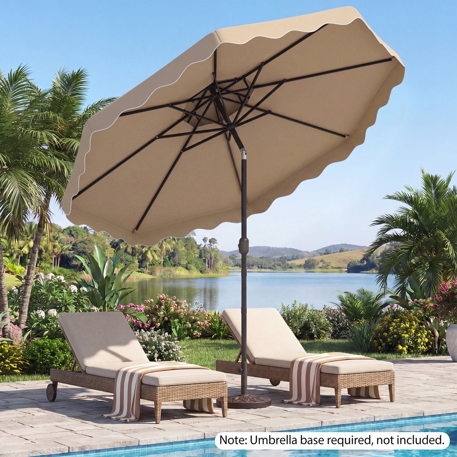 10 Feet Patio Umbrella, Push Button Tilt, Crank, Beige Outdoor Umbrellas at Gallery Canada