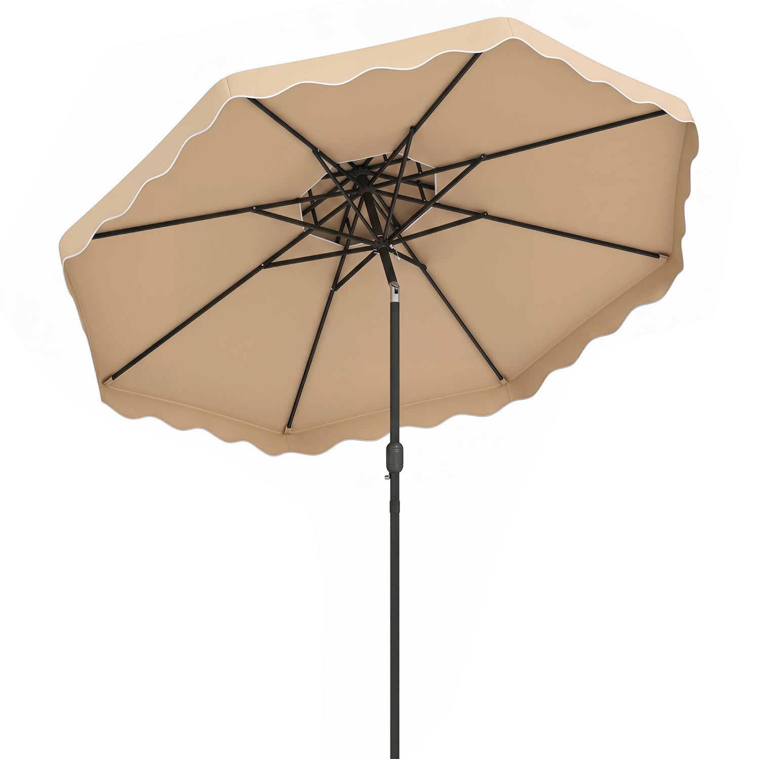 10 Feet Patio Umbrella, Push Button Tilt, Crank, Beige Outdoor Umbrellas at Gallery Canada
