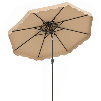 10 Feet Patio Umbrella, Push Button Tilt, Crank, Beige Outdoor Umbrellas at Gallery Canada