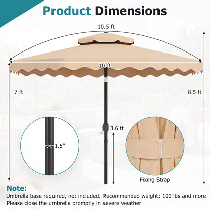 10 Feet Patio Umbrella, Push Button Tilt, Crank, Beige Outdoor Umbrellas at Gallery Canada