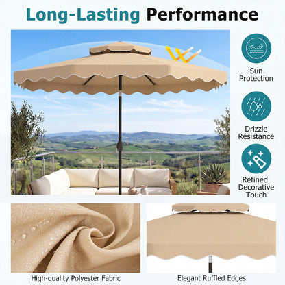 10 Feet Patio Umbrella, Push Button Tilt, Crank, Beige Outdoor Umbrellas at Gallery Canada