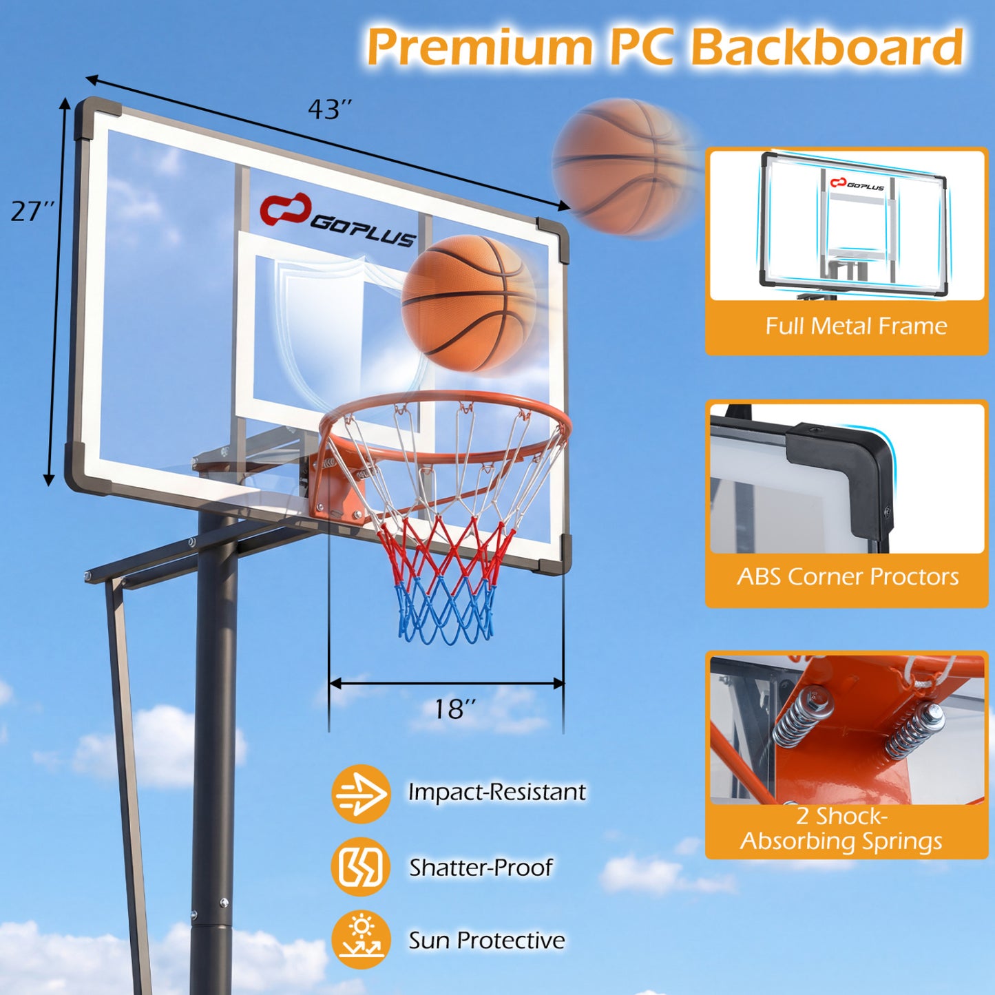 Portable Basketball Hoop, 10 Feet, Outdoor For Adults, Black Sport Equipments at Gallery Canada