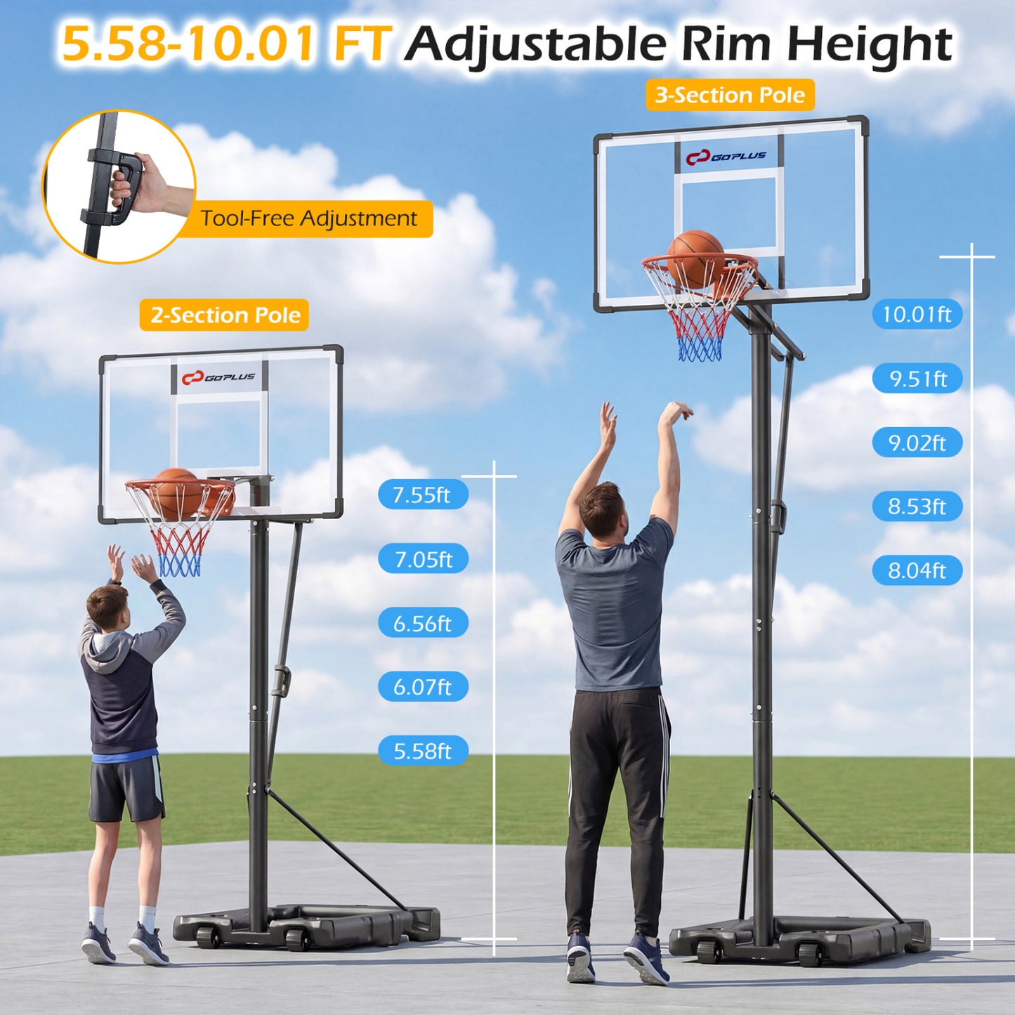 Portable Basketball Hoop, 10 Feet, Outdoor For Adults, Black Sport Equipments at Gallery Canada