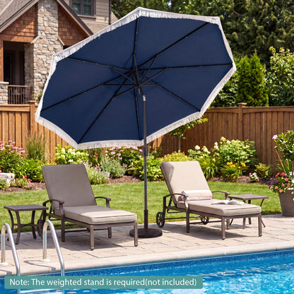 10 Feet Solar Patio Umbrella, 24 LED Lights, Navy Outdoor Umbrellas at Gallery Canada