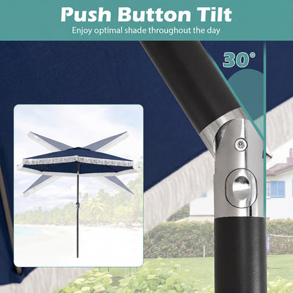 10 Feet Solar Patio Umbrella, 24 LED Lights, Navy Outdoor Umbrellas at Gallery Canada
