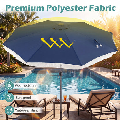 10 Feet Solar Patio Umbrella, 24 LED Lights, Navy Outdoor Umbrellas at Gallery Canada