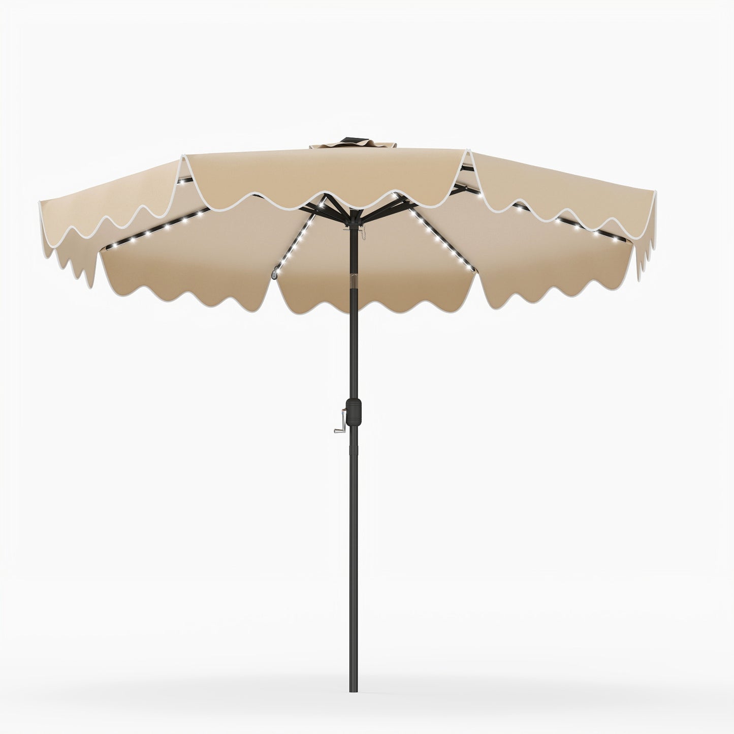 10 Feet Solar Patio Umbrella with Color-Changing LED Lights, Beige Outdoor Umbrellas at Gallery Canada