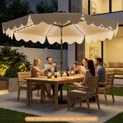 10 Feet Solar Patio Umbrella with Color-Changing LED Lights, Beige Outdoor Umbrellas at Gallery Canada