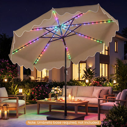 10 Feet Solar Patio Umbrella with Color-Changing LED Lights, Brown Outdoor Umbrellas at Gallery Canada