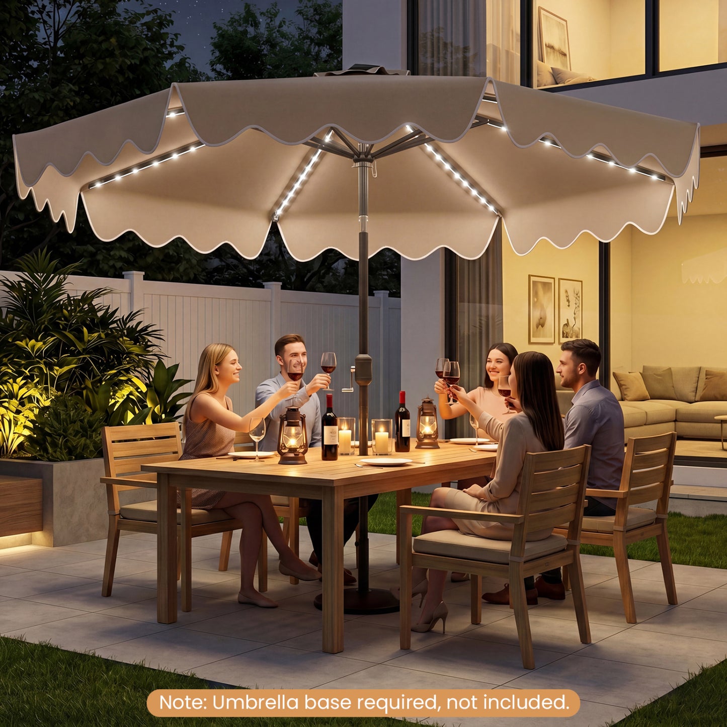 10 Feet Solar Patio Umbrella with Color-Changing LED Lights, Brown Outdoor Umbrellas at Gallery Canada