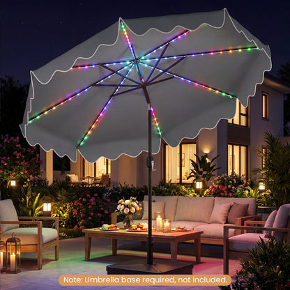 10 Feet Solar Patio Umbrella with Color-Changing LED Lights, Gray Outdoor Umbrellas at Gallery Canada