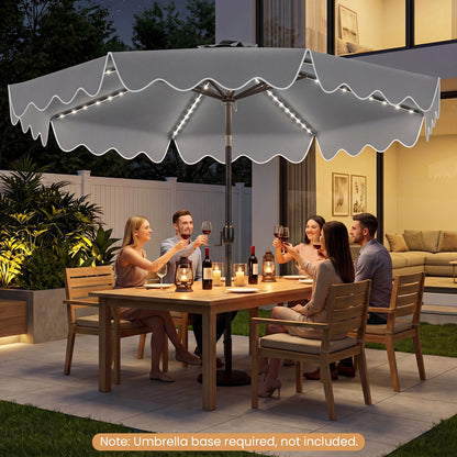 10 Feet Solar Patio Umbrella with Color-Changing LED Lights, Gray Outdoor Umbrellas at Gallery Canada