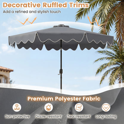 10 Feet Solar Patio Umbrella with Color-Changing LED Lights, Gray Outdoor Umbrellas at Gallery Canada