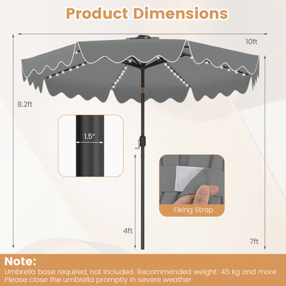 10 Feet Solar Patio Umbrella with Color-Changing LED Lights, Gray Outdoor Umbrellas at Gallery Canada