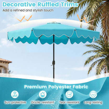 10 Feet Solar Patio Umbrella with Color-Changing LED Lights, Turquoise Outdoor Umbrellas at Gallery Canada