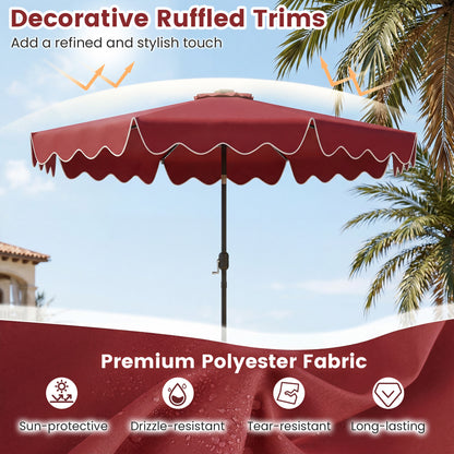 10 Feet Solar Patio Umbrella with Color-Changing LED Lights, Wine Outdoor Umbrellas at Gallery Canada