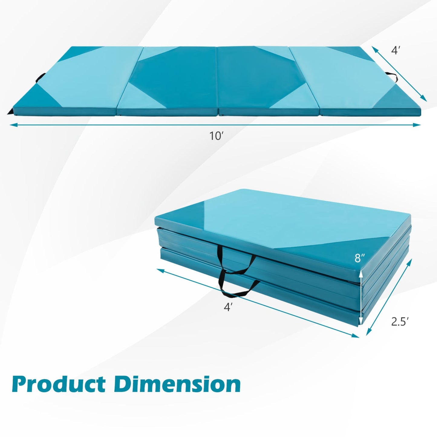10 Feet x 4 Feet x 2 Inch Folding Exercise Mat, Blue Yoga & Gym Mats at Gallery Canada