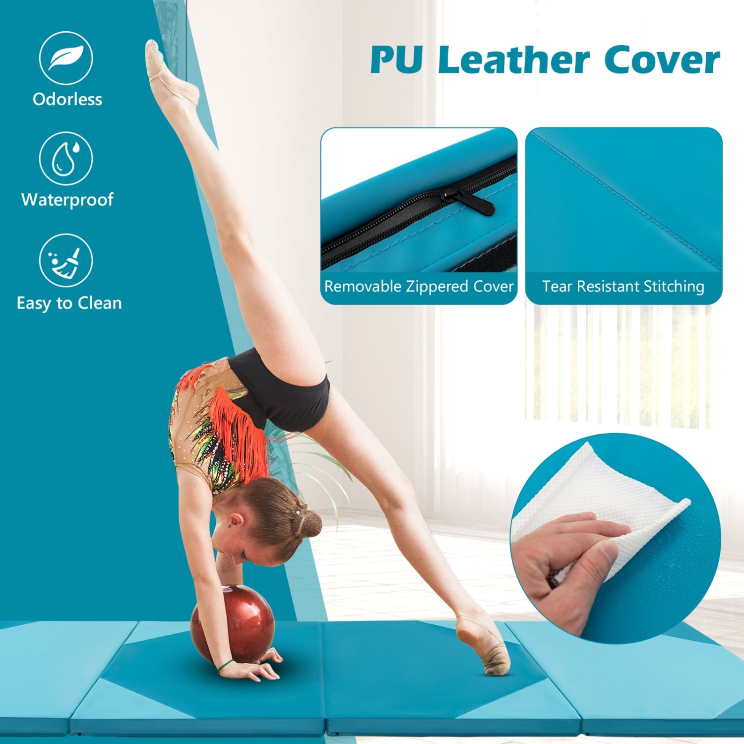 10 Feet x 4 Feet x 2 Inch Folding Exercise Mat, Blue Yoga & Gym Mats at Gallery Canada