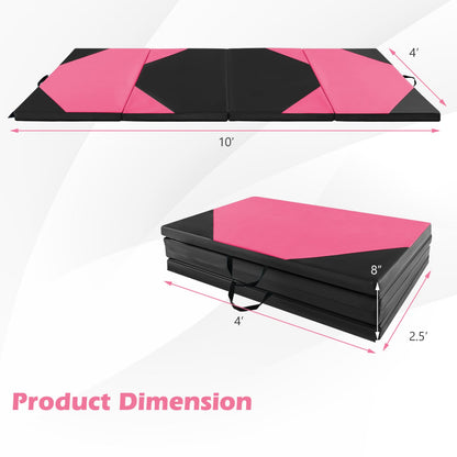 10 Feet x 4 Feet x 2 Inch Folding Exercise Mat, Black and Pink Yoga & Gym Mats at Gallery Canada