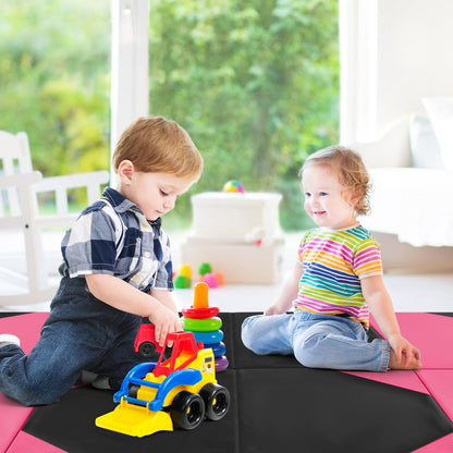 10 Feet x 4 Feet x 2 Inch Folding Exercise Mat, Black and Pink Yoga & Gym Mats at Gallery Canada