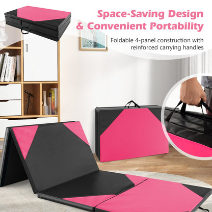 10 Feet x 4 Feet x 2 Inch Folding Exercise Mat, Black and Pink Yoga & Gym Mats at Gallery Canada