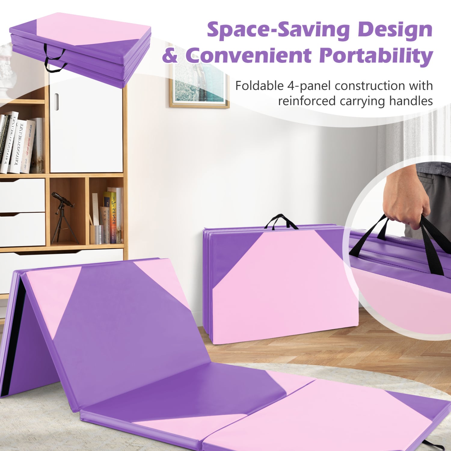 10 Feet x 4 Feet x 2 Inch Folding Exercise Mat, Pink Purple Yoga & Gym Mats at Gallery Canada