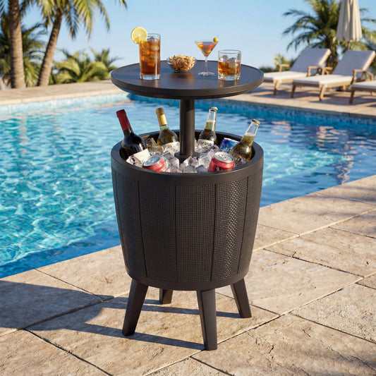 10 Gallon Beer And Wine Cooler, Lift-Top, Drainage Plug, Black Coolers Black at Gallery Canada