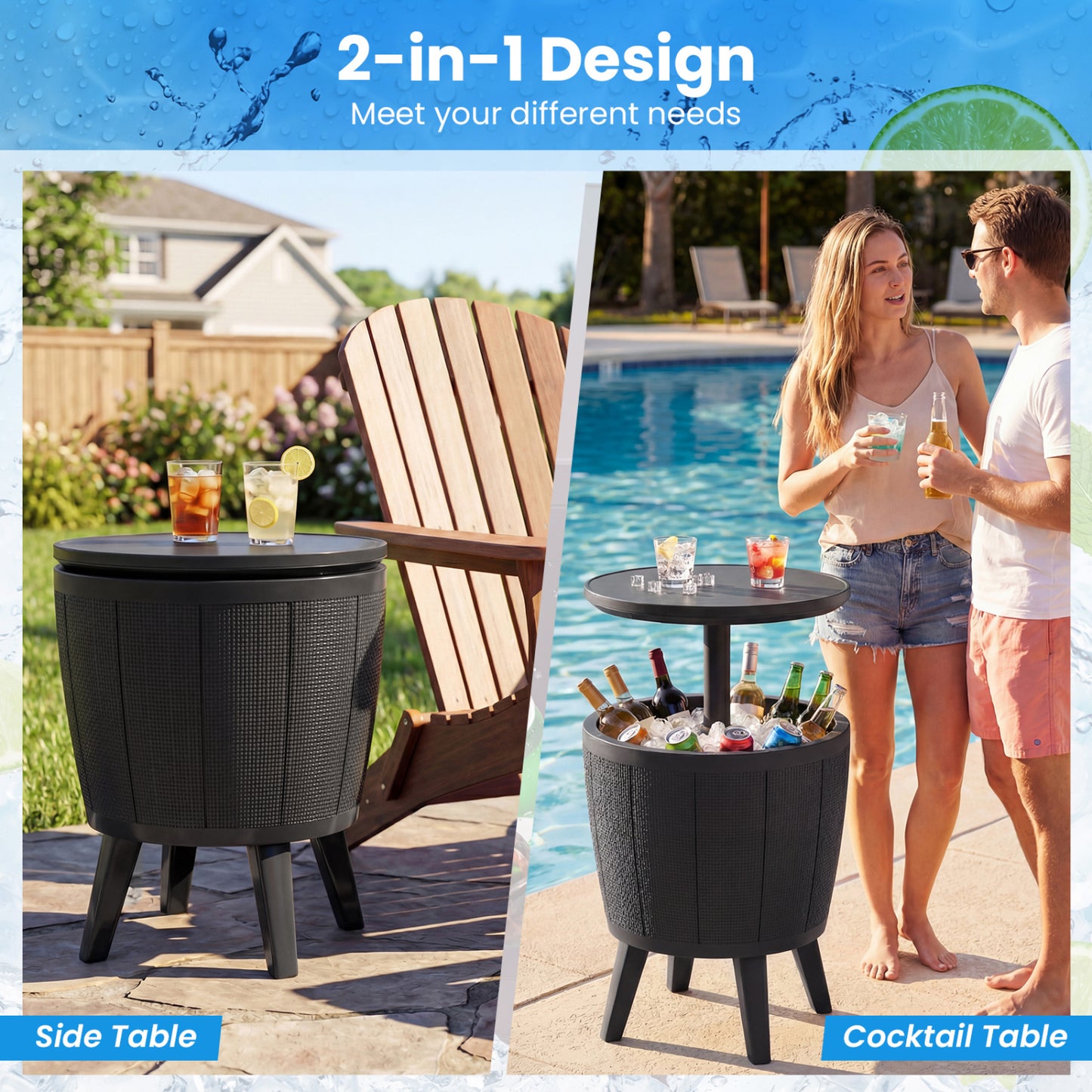 10 Gallon Beer And Wine Cooler, Lift-Top, Drainage Plug, Black Coolers at Gallery Canada