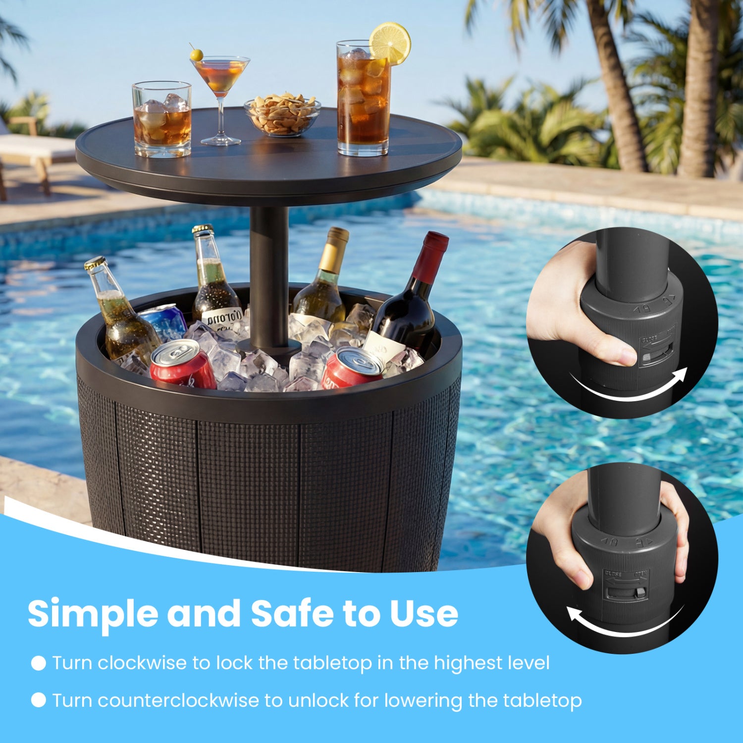 10 Gallon Beer And Wine Cooler, Lift-Top, Drainage Plug, Black Coolers at Gallery Canada
