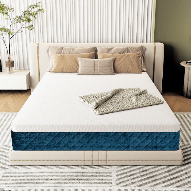 10 Inch Mattress with Jacquard Fabric Cover in a Box-Queen Size, White Mattresses at Gallery Canada