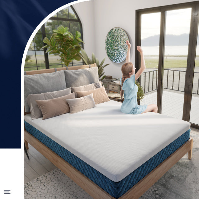 10 Inch Mattress with Jacquard Fabric Cover in a Box-Queen Size, White Mattresses at Gallery Canada